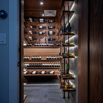 Stunning insulated and sealed cooled cellar with American walnut wood