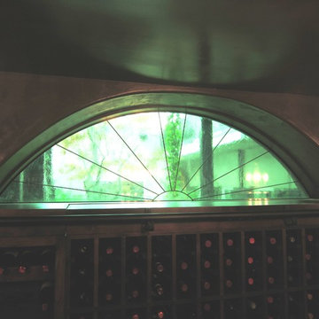 Sunburst Design and Green Antique Glass New Orleans Wine Cellar