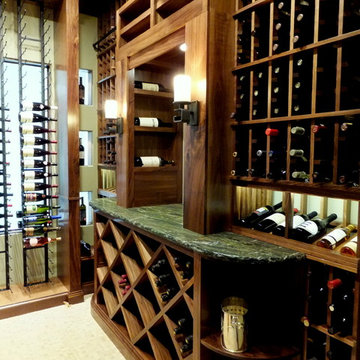 This cellar combines Label Forward racking and traditional wood racking