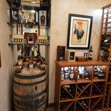 This Custom Wine Cellar in Virginia has a Display Area for Bourbons