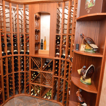 Traditional Custom Wine Cellar with Mahogany Wine Racks