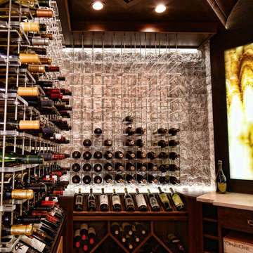 Transitional Modern Stone Wine Cellar