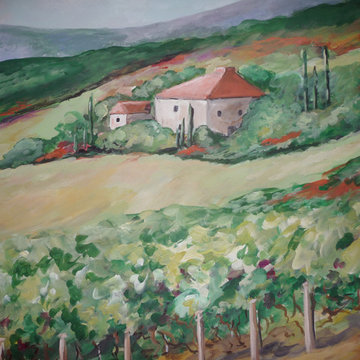 Tuscan Vineyard Landscape Mural