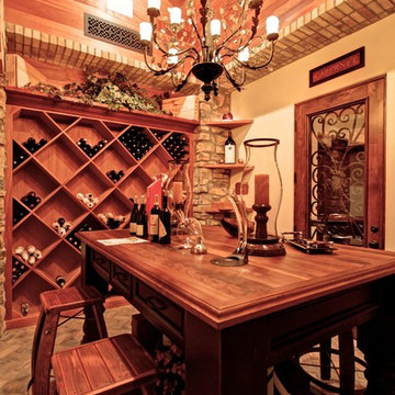 Tuscan Wine Cellar with Oak Barrel Ceiling