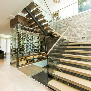 Under The Stairs Glass Enclosed Cable Wine System