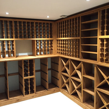 Underground wine cellar in East Sussex using pine wood with an oak stain