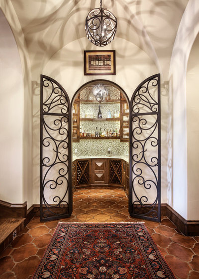 Mediterranean Wine Cellar by Simmons Estate Homes