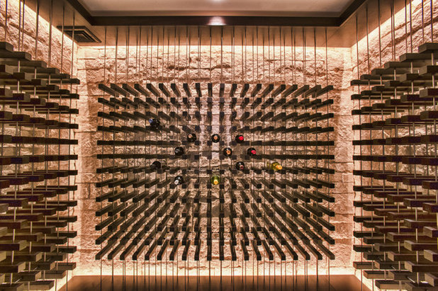 Contemporary Wine Cellar by Charles River Wine Cellars
