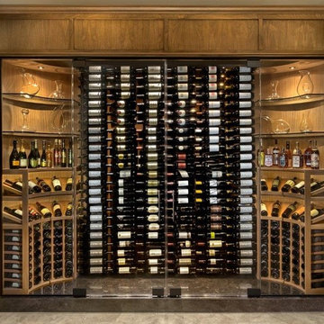 Walk-in Traditional Showcase Wine Cellar with Contemporary Details