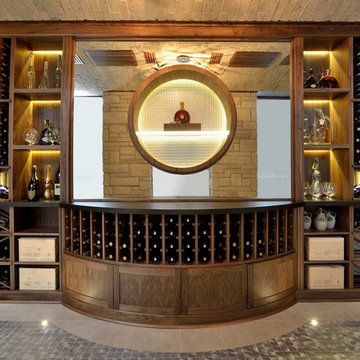 Walnut Wine Cellar w/Display Ring
