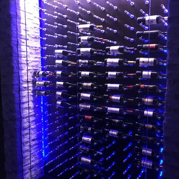 Well Designed, Well Lit Label Forward Wine Cellar