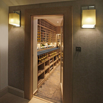 white-washed oak traditional wine cellar