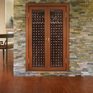 Wine Cabinet Recessed in Stone Wall