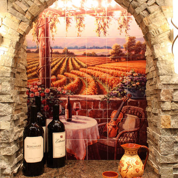 Wine Cellar Art On Tile Mural