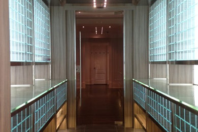 Hallway - mid-sized modern porcelain tile hallway idea in Toronto