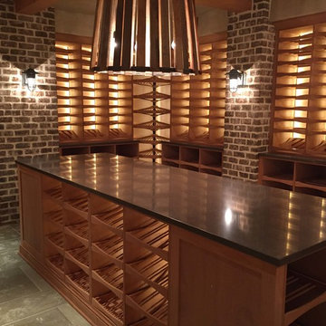 Wine Cellar Island and Lighting Features