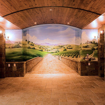 Wine cellar trompe l'oeil mural