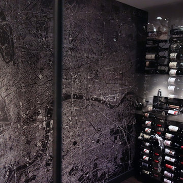 Wine Cellar with London Map Wallpaper