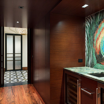 Wood Pantry with Glass Mosaic Mural