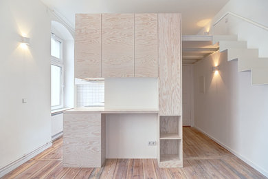 Modernes Wohnzimmer mit weißer Wandfarbe in Berlin