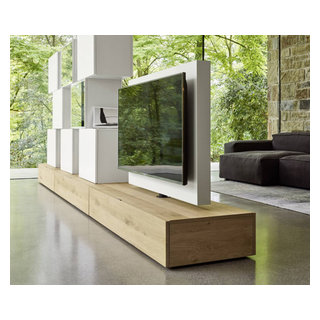 Livitalia Roto Lowboard Raumteiler mit drehbarem TV Paneel - Minimalistisch  - Wohnzimmer - Bonn - von Livarea | Houzz