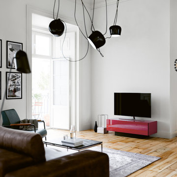 Minimalistische Möbel für versteckte Technik im Wohnzimmer - "Brick"