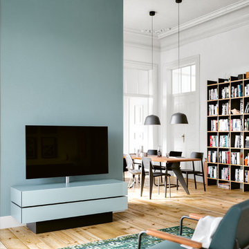 Minimalistische Möbel für versteckte Technik im Wohnzimmer - "Brick"