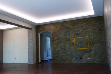 Offenes Modernes Wohnzimmer mit Multimediawand in Sonstige