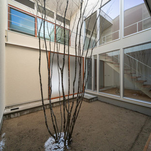 Idee per un patio o portico nordico in cortile con graniglia di granito e nessuna copertura