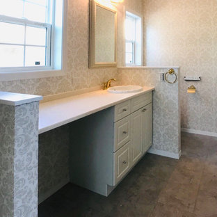 75+ Shabby-Chic Gästetoiletten mit eingebautem Waschtisch Ideen