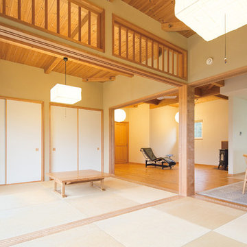 木をふんだんに使った平屋の家
