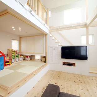 他の地域の中くらいのカントリー風おしゃれなリビングの写真