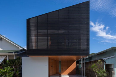 Diseño de fachada negra minimalista
