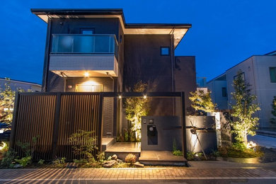 Black modern two floor detached house in Other.