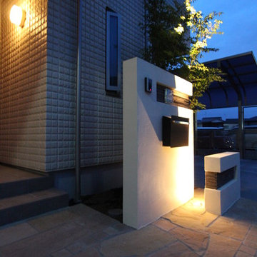 重ねた門袖に照明で魅せる門まわり 株式会社アトラスホーム 神奈川県 個人邸