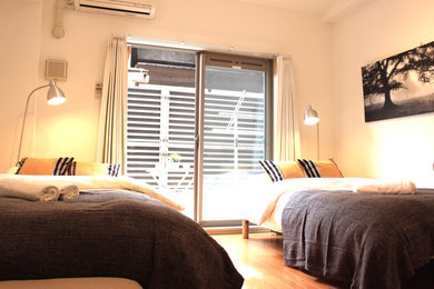 This is an example of a scandi bedroom in Tokyo.