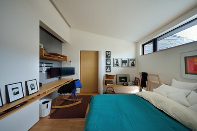 名古屋にある北欧スタイルのおしゃれな寝室のレイアウト