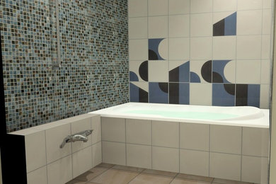 Ispirazione per una stanza da bagno minimalista con vasca da incasso