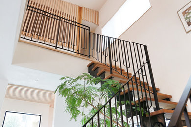 Inspiration for a world-inspired metal railing staircase in Other.