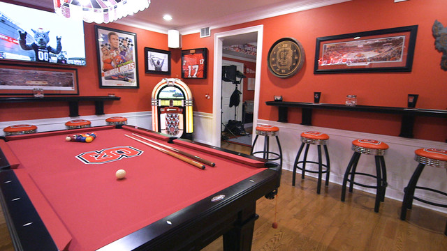 A Tricked-Out Basement for 2 College Basketball Super Fans