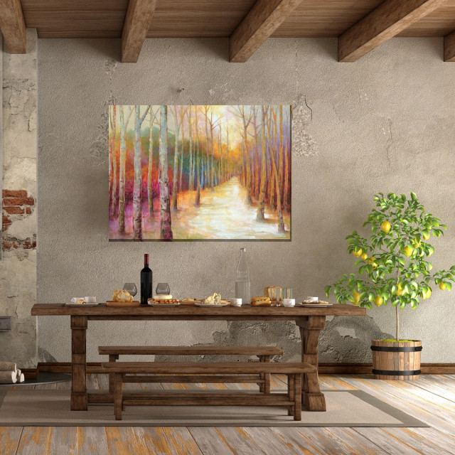 Dappled Forest Canvas Art Print, 40"x30" - Contemporary - Outdoor Wall