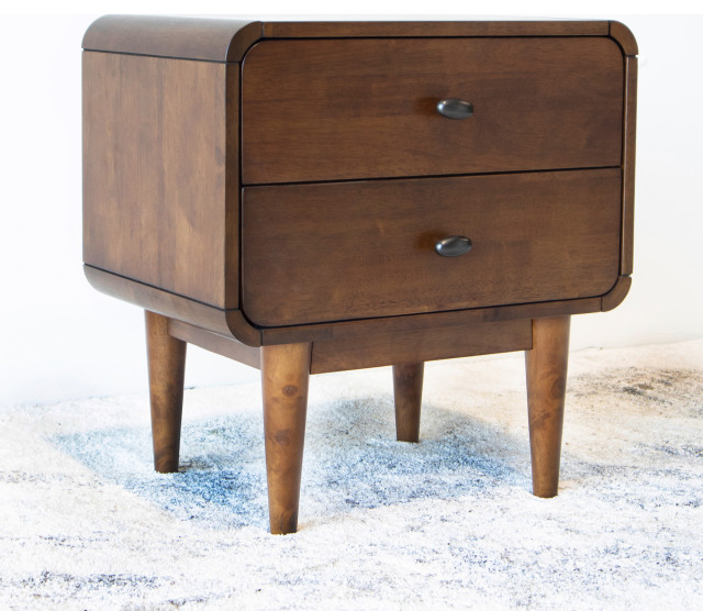 Stein Mid Century Modern Walnut Nightstand Bed Side Table - Midcentury ...