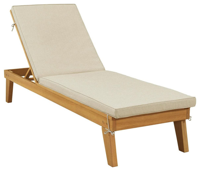 Outdoor Chaise Lounge, Eucalyptus Wood Frame and Multiple Positions