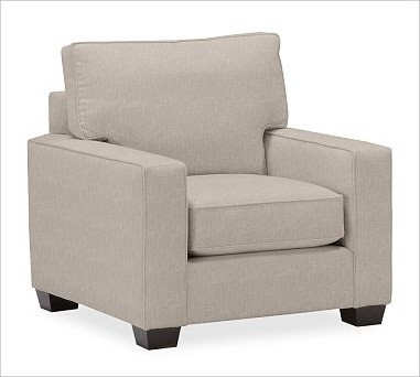 PB Comfort Square UpholsteredArmchairWashed Linen-CottonStoneUpholsteredPoly