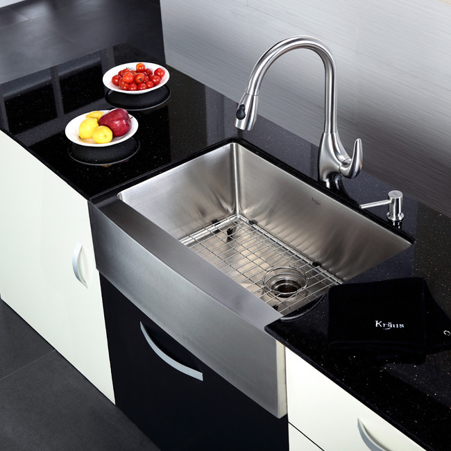 Kraus KHF200-30-KPF2170-SD20 30 inch Farmhouse Sink and Faucet Combo