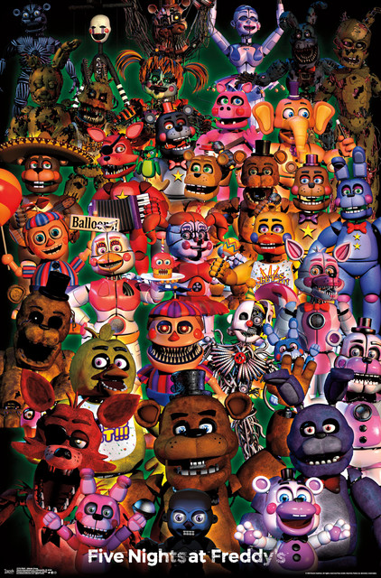 Fnaf Ultimate Group Poster Contemporary Kids Wall Decor By