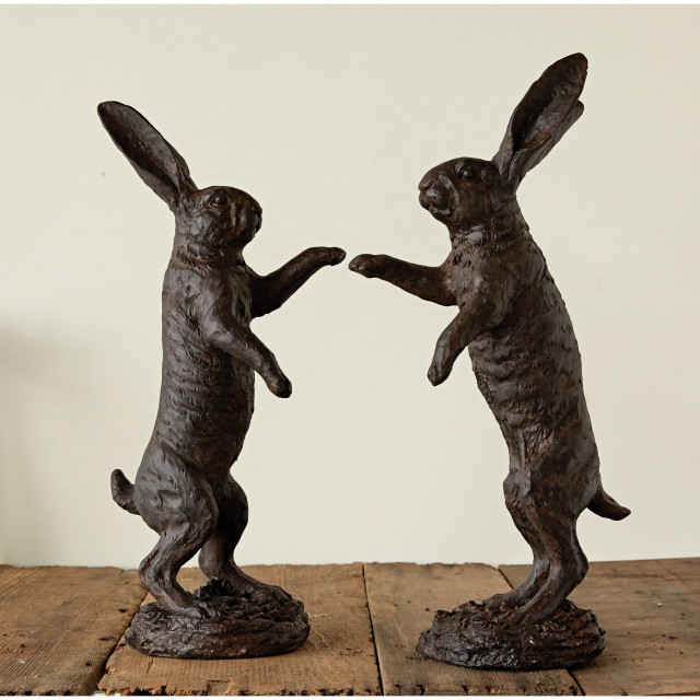 Magnesia Standing Rabbits with Bronze Finish (Set of 2 Styles ...