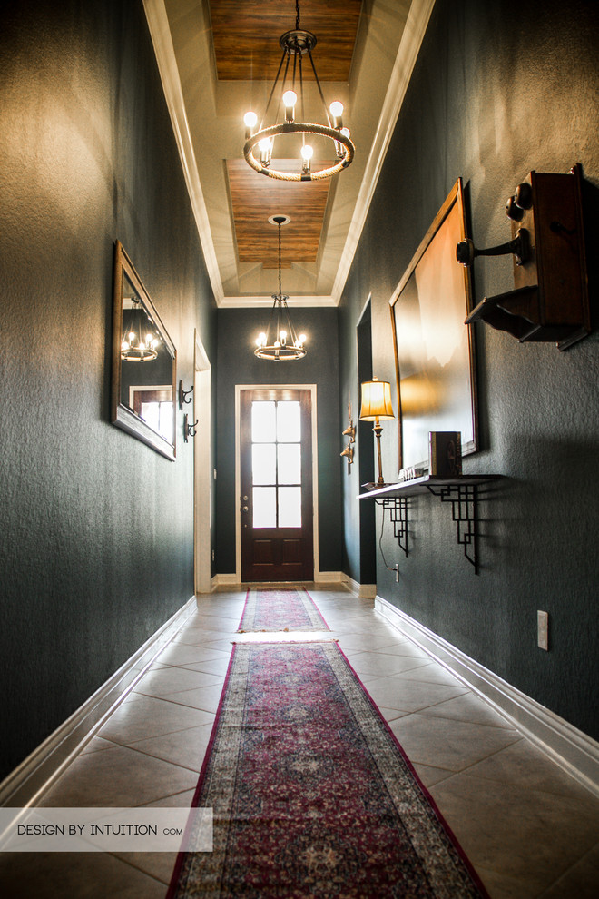 Large mountain style foyer photo in Houston