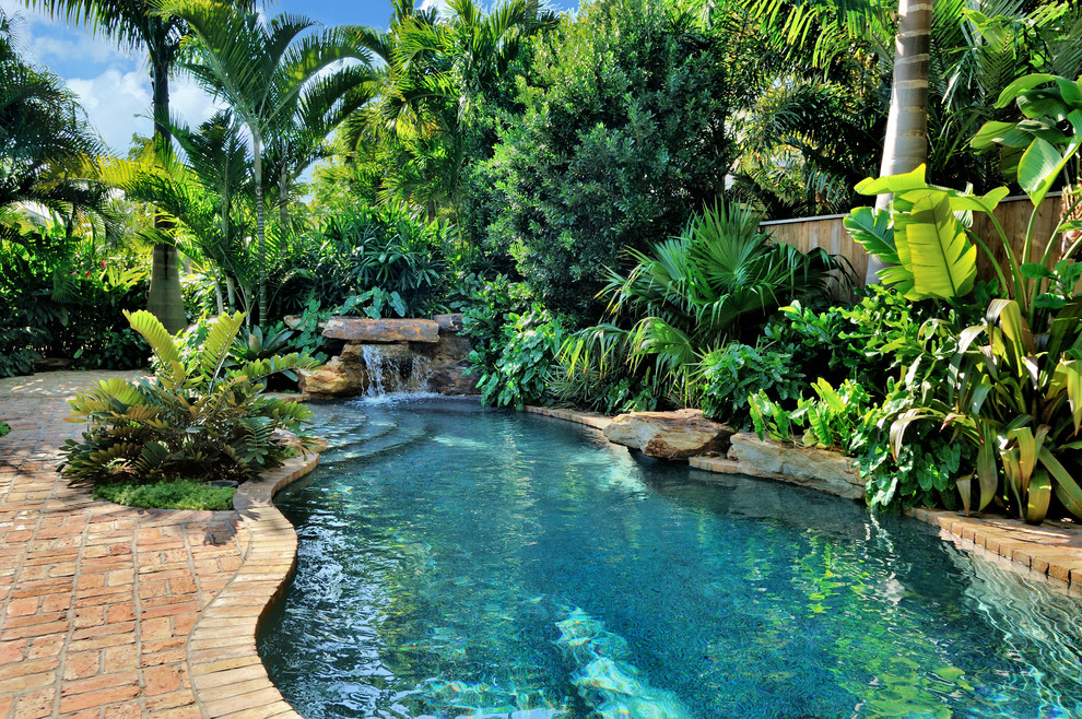 Inspiration for a mid-sized tropical pool in Miami.