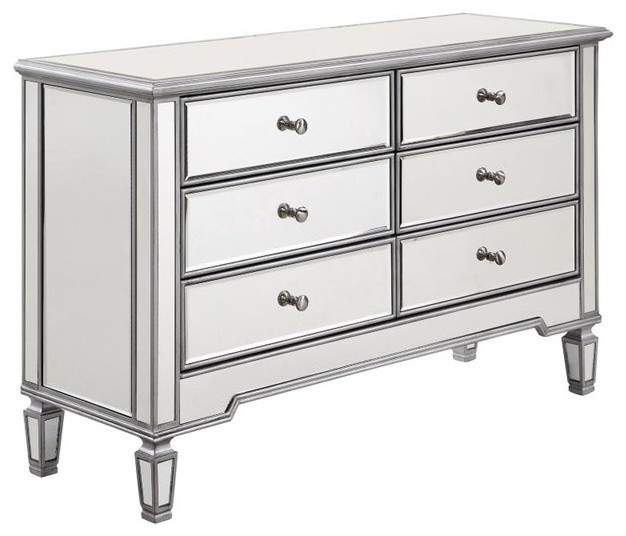 Beaumont Lane 6 Drawer Mirrored Dresser Traditional Dressers